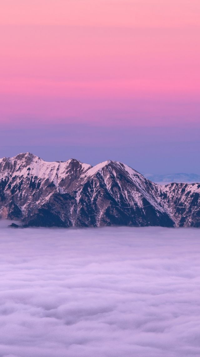 гора, mountain, sky, fog, 5k (vertical)
