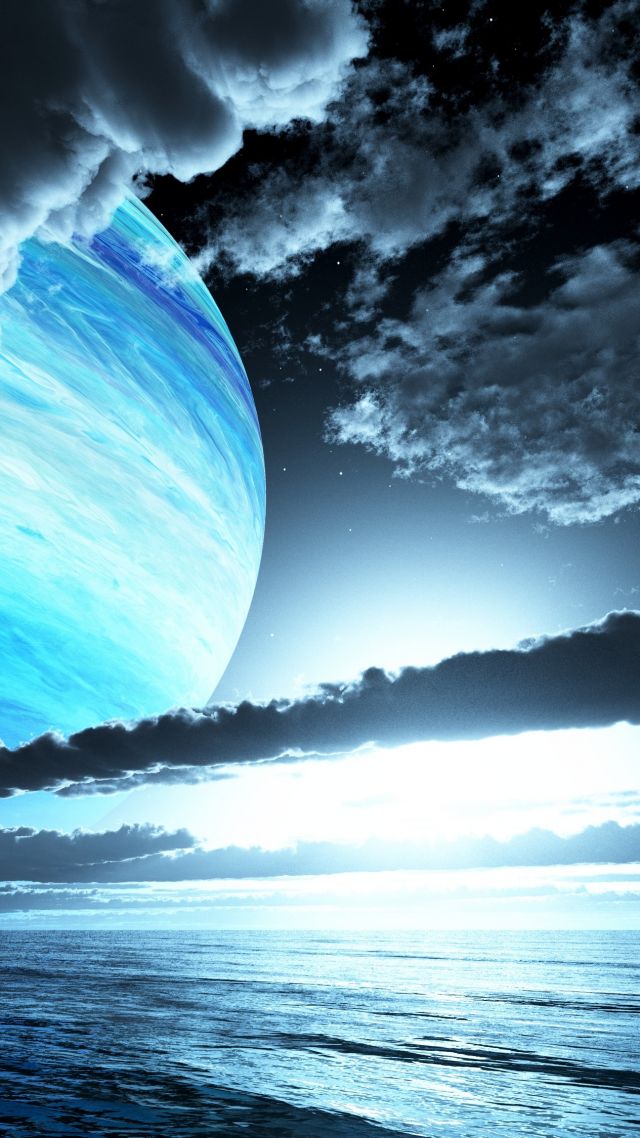 планета, океан, planet, clouds, ocean, 4k (vertical)
