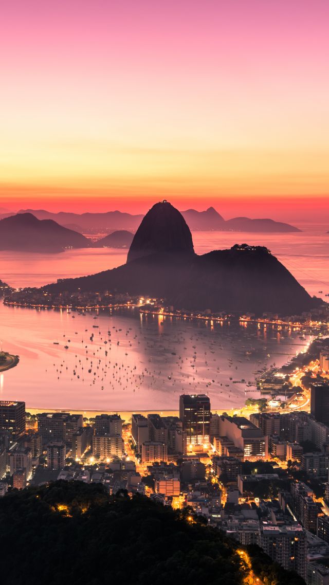 Рио-де-Жанейро, Rio de Janeiro, sunrise, sky, 5k (vertical)