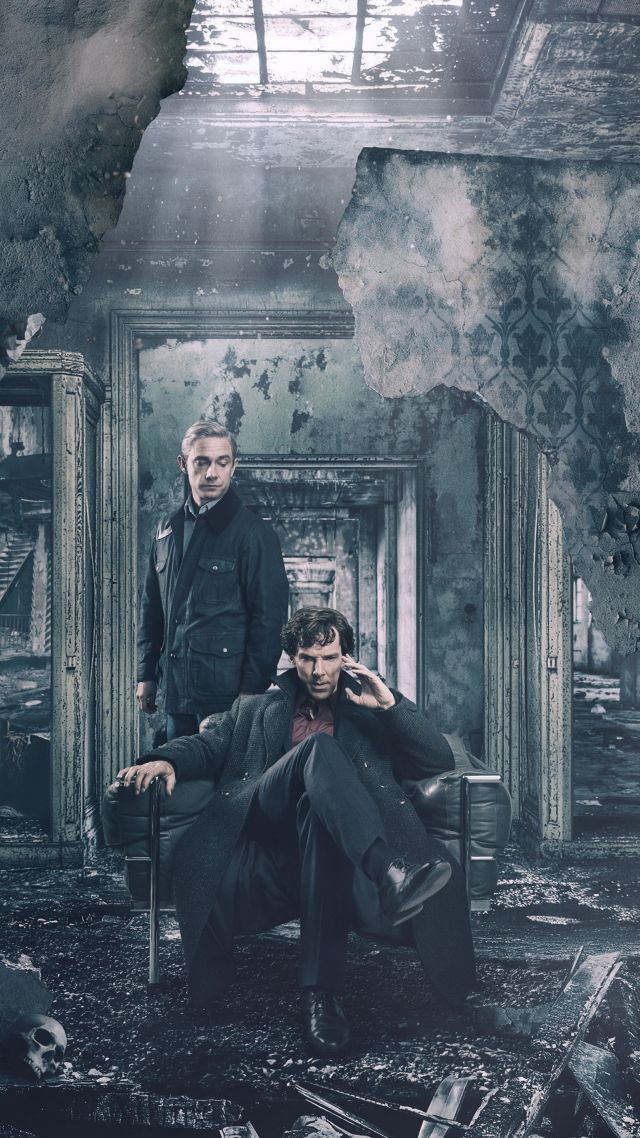 Шерлок 4, Sherlock Season 4, Benedict Cumberbatch, Martin Freeman, TV Series, 5k (vertical)