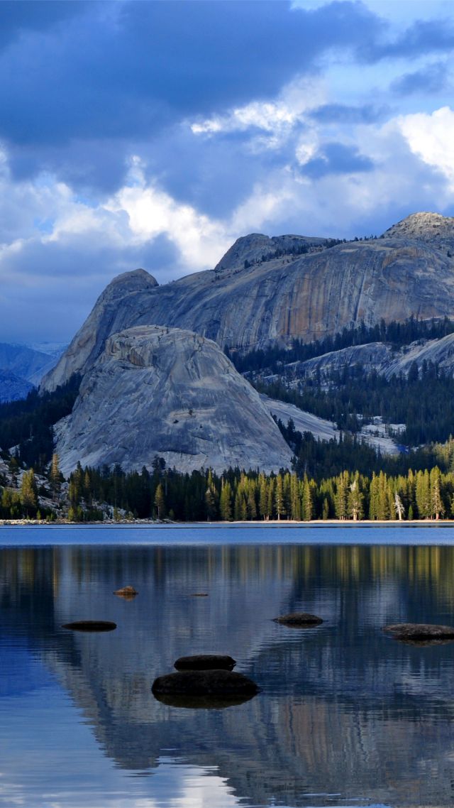 Хаф-Доум, гора, лес, озеро, Half Dome, mountain, Yosemite, National Park, California, forest, lake, 4k (vertical)