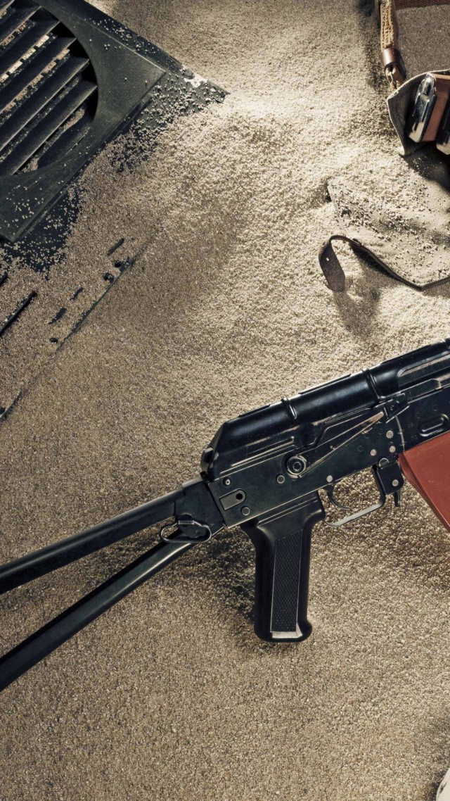 АК-74, Калашников, автомат, Россия, боеприпасы, песок, AK-74, Kalashnikov, AK-47, assault rifle, Russia, USSR, ammunition, sand (vertical)