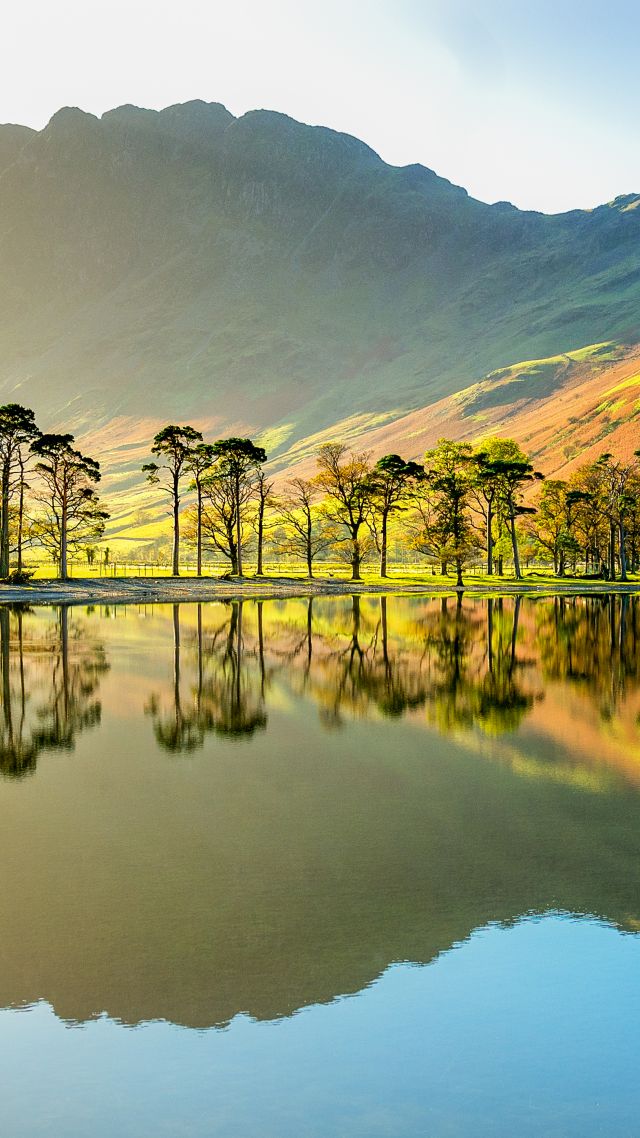 Озеро Баттермир, Национальный парк, Камбрия, Англия, горы, Lake Buttermere, National Park, Cumbria, England, mountains, 4k (vertical)