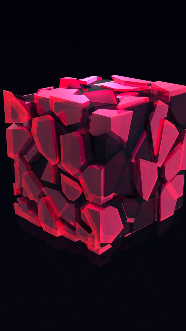 куб, cube, 3D, pink, HD (vertical)