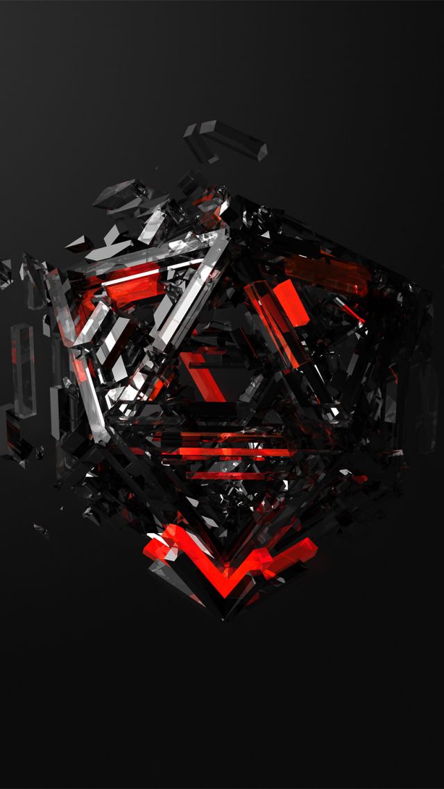 треугольники, красный, черный, triangles, 3D, red, black, HD (vertical)