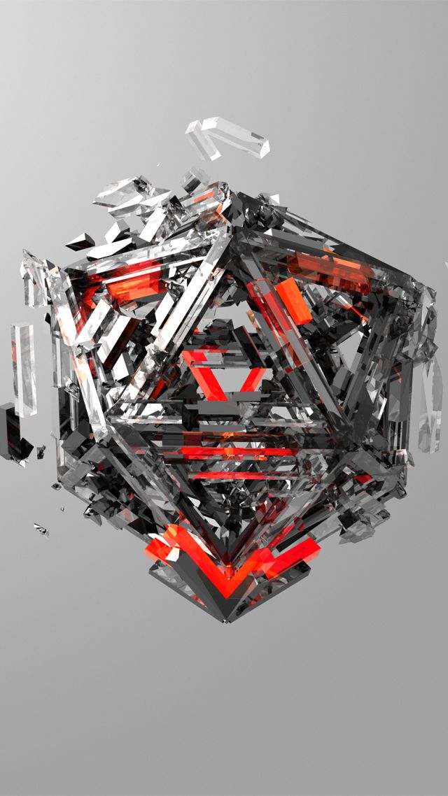 треугольники, красный, серый, triangles, 3D, red, gray, HD (vertical)