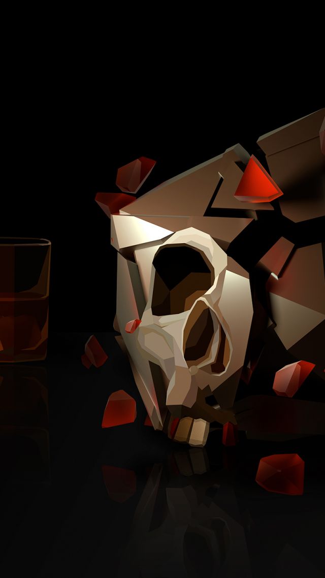 череп, skull, 3D, glass, HD (vertical)