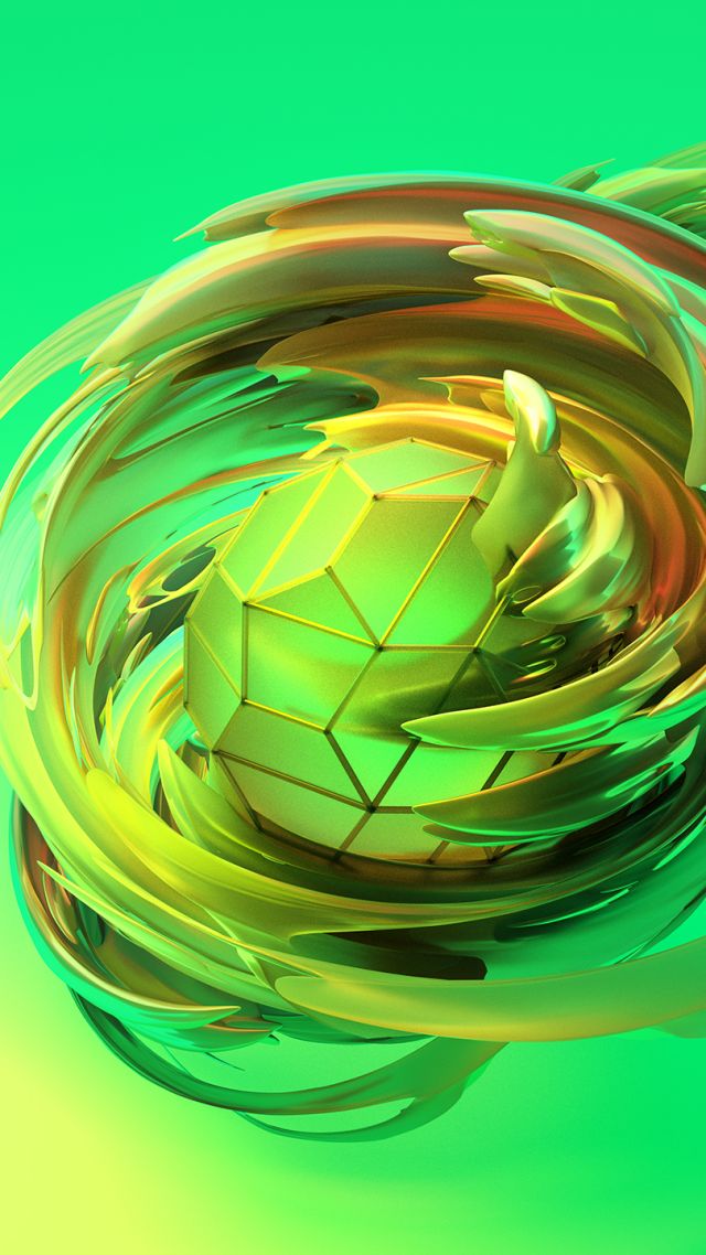 сфера, зеленый, apple dreams, 3D, sphere, green, HD (vertical)