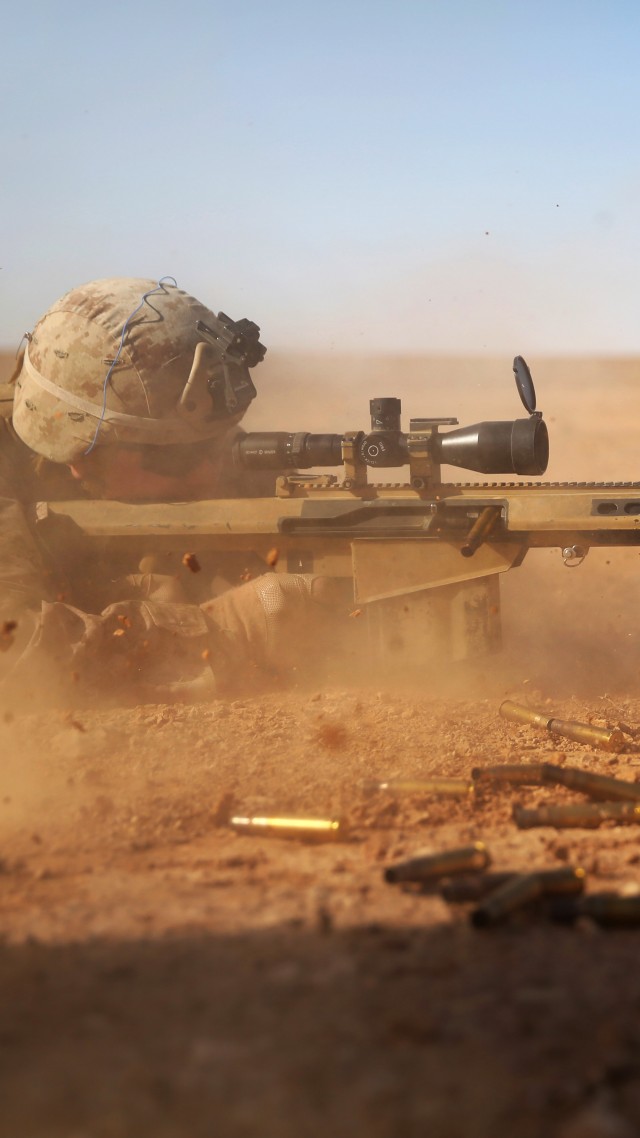 снайпер, солдат, пустыня, оптика, винтовка, Barrett, sniper, soldier, sniper rifle, M82, М107, Light fifty, U.S. Army, M82A1, scope, desert (vertical)