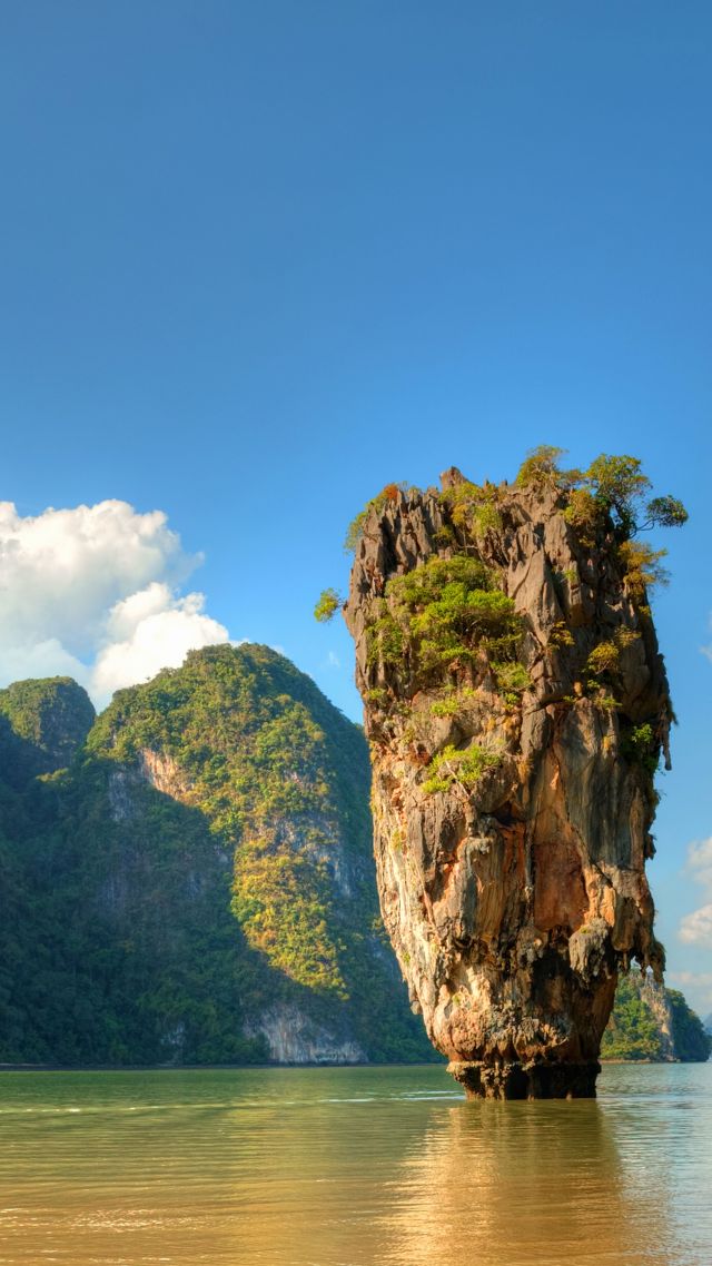 Ко-Тапу, Таиланд, океан, Ko Tapu, Thailand, islands, mountains, rocks, ocean, 5k (vertical)