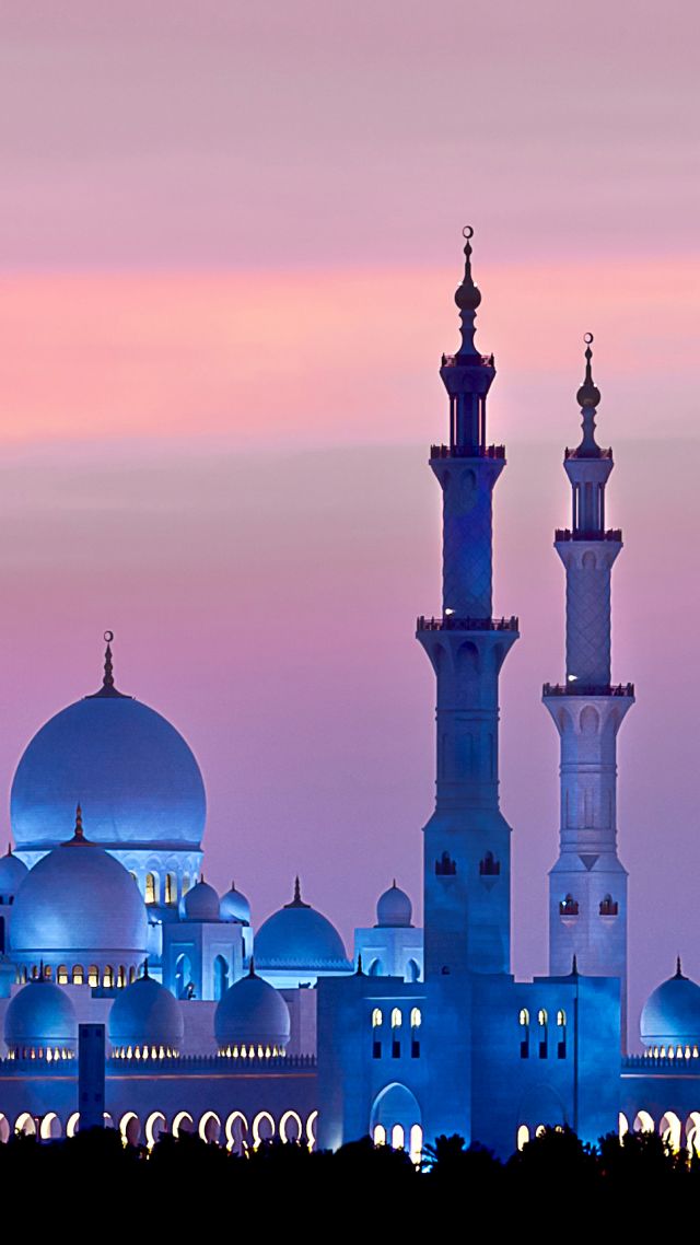 Мечеть шейха Зайда, Sheikh Zayed Mosque, Abu Dhabi, sky, sunset, 4k (vertical)