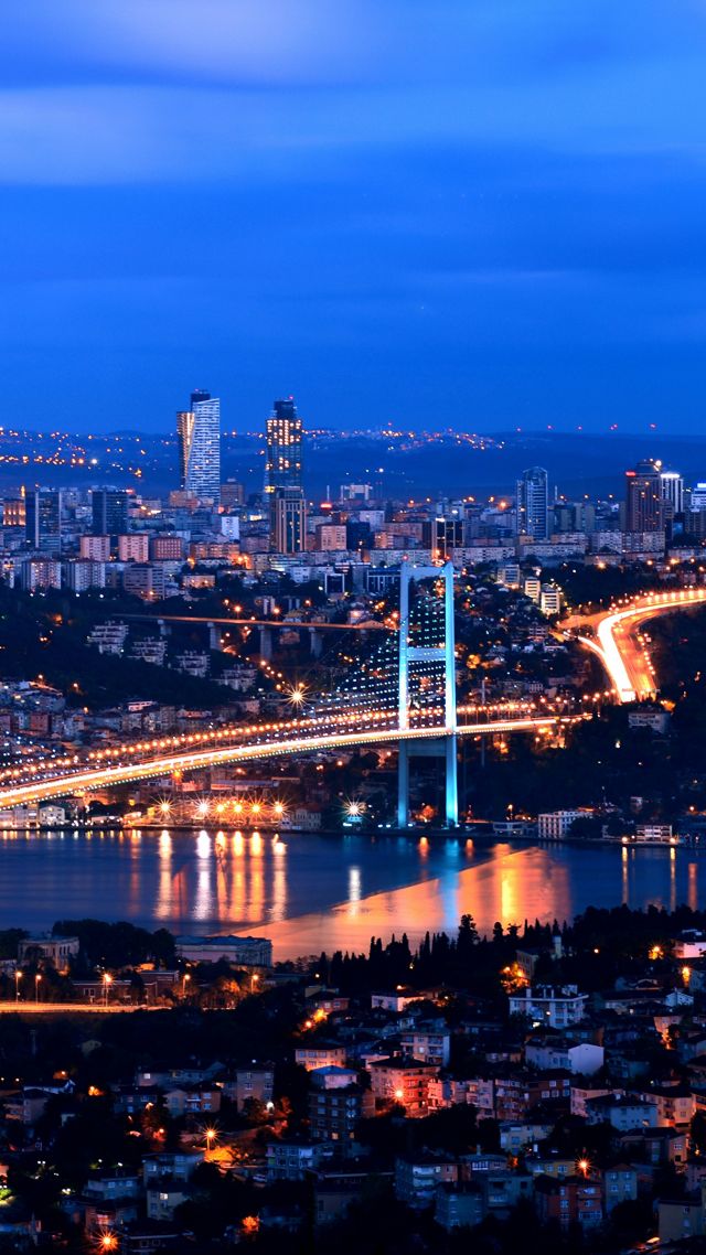 Турция, Стамбул, Turkey, Istanbul, night, 4k (vertical)