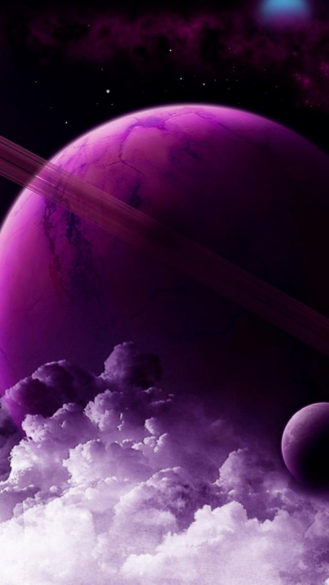 Сатурн, планета, Saturn, planet, purple, 4k (vertical)