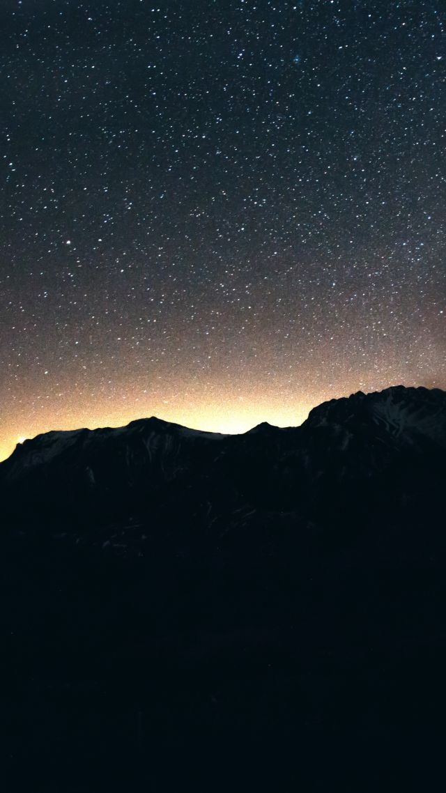горы, звезды, night, sky, mountains, 8k (vertical)