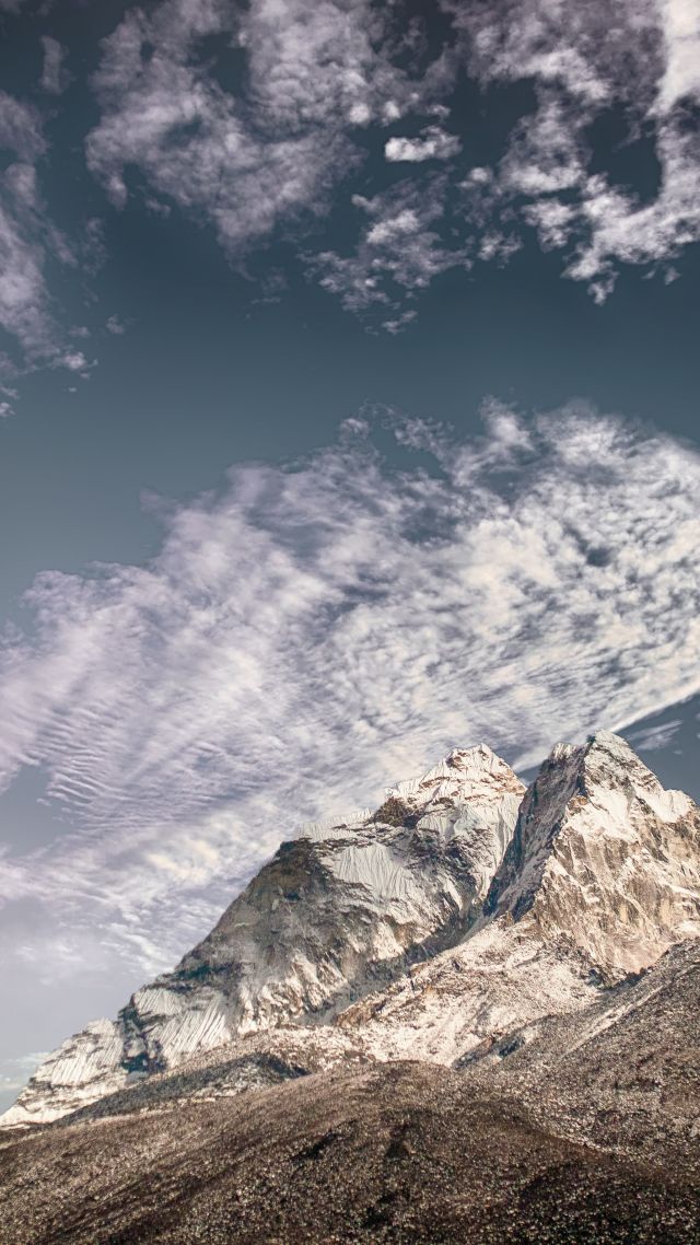 горы, mountains, sky, clouds, 5k (vertical)