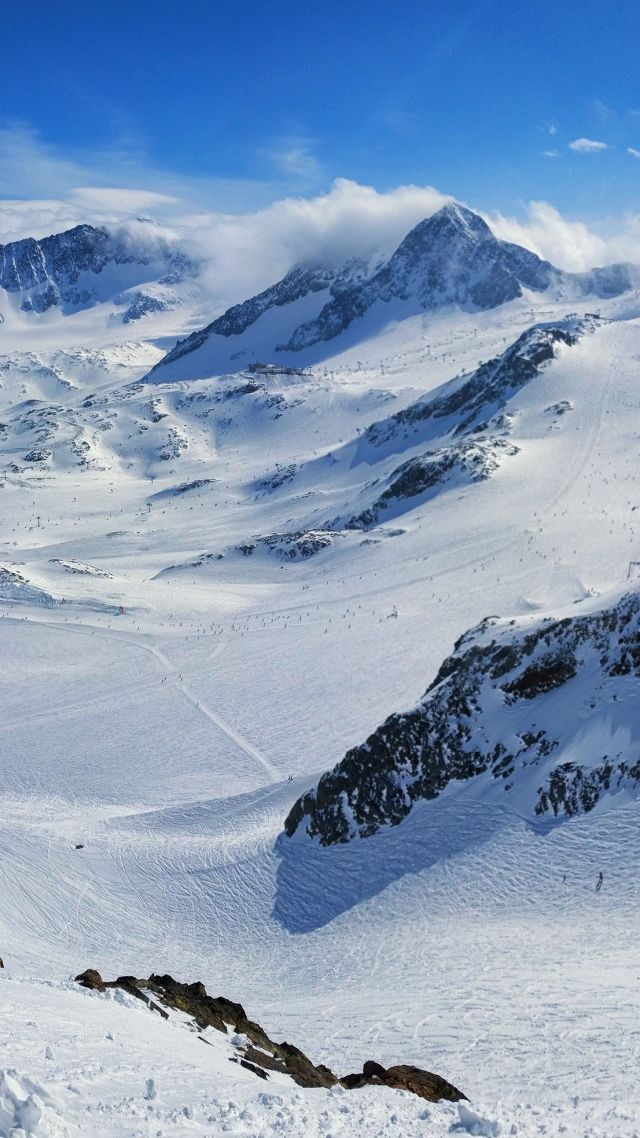 горы, Stubaital Stubai, mountains, snow, winter, 4k (vertical)