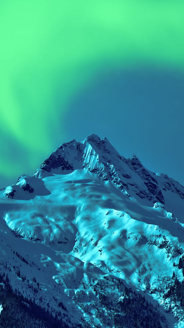 горы, Aurora Borealis, sky, winter, mountains, 5k (vertical)