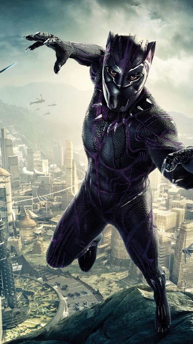 Черная пантера, Black Panther, poster, 8k (vertical)