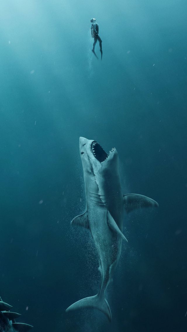 Мег: Монстр глубины, The Meg, shark, 4k (vertical)