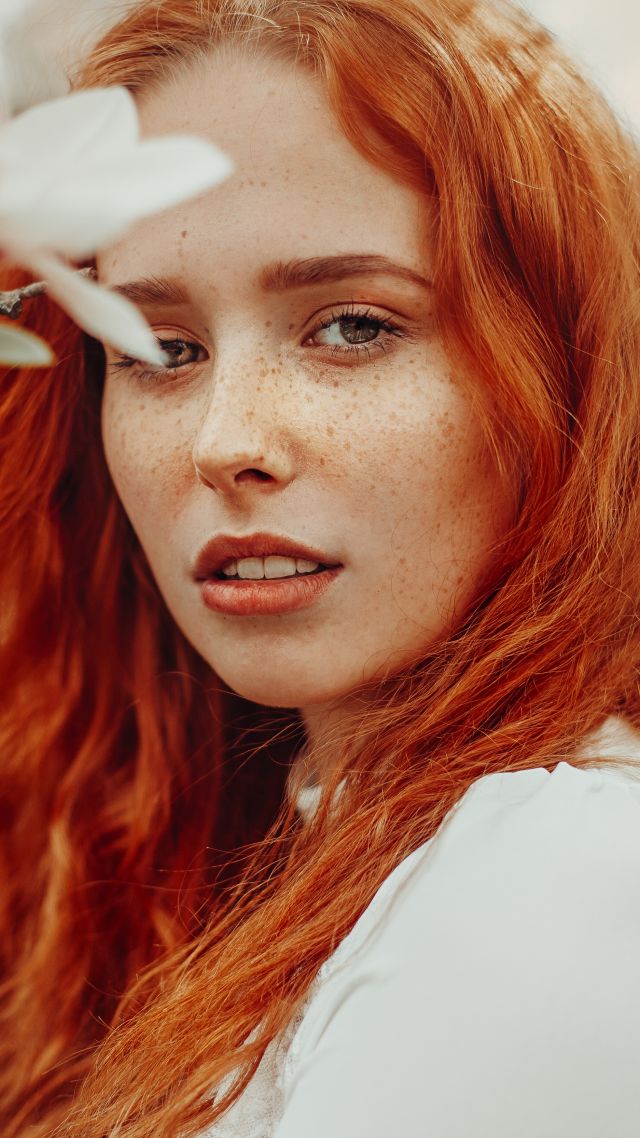 Лицо, девушка, рыжая, Face, photo, redhead, 5K (vertical)