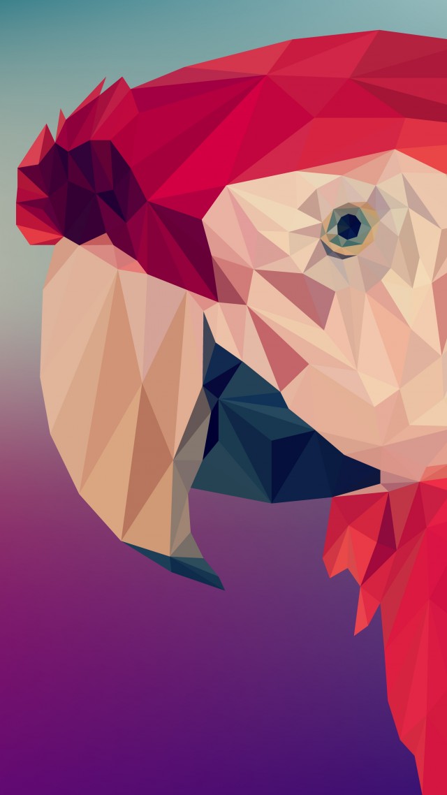 полигоны, минимализм, Digital Art, Parrot, Polygon, 4K, 6K (vertical)