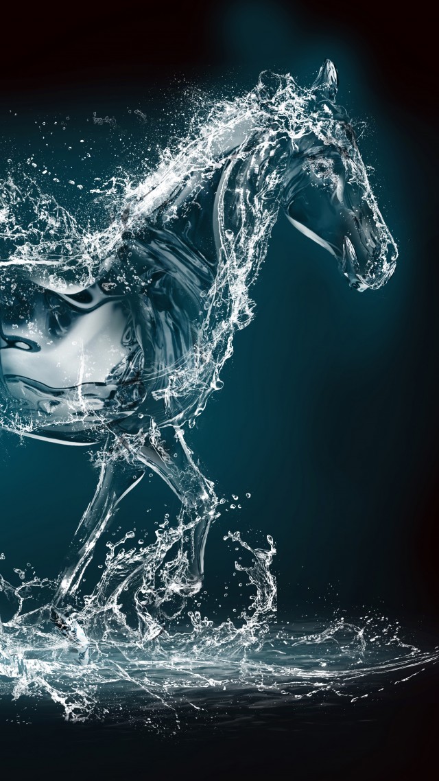Вода, конь, Horse, water, transparent, 10K (vertical)