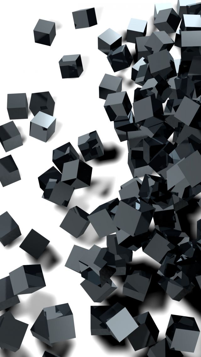 кубы, стекло, cube, glass, black, 3D, 4K (vertical)