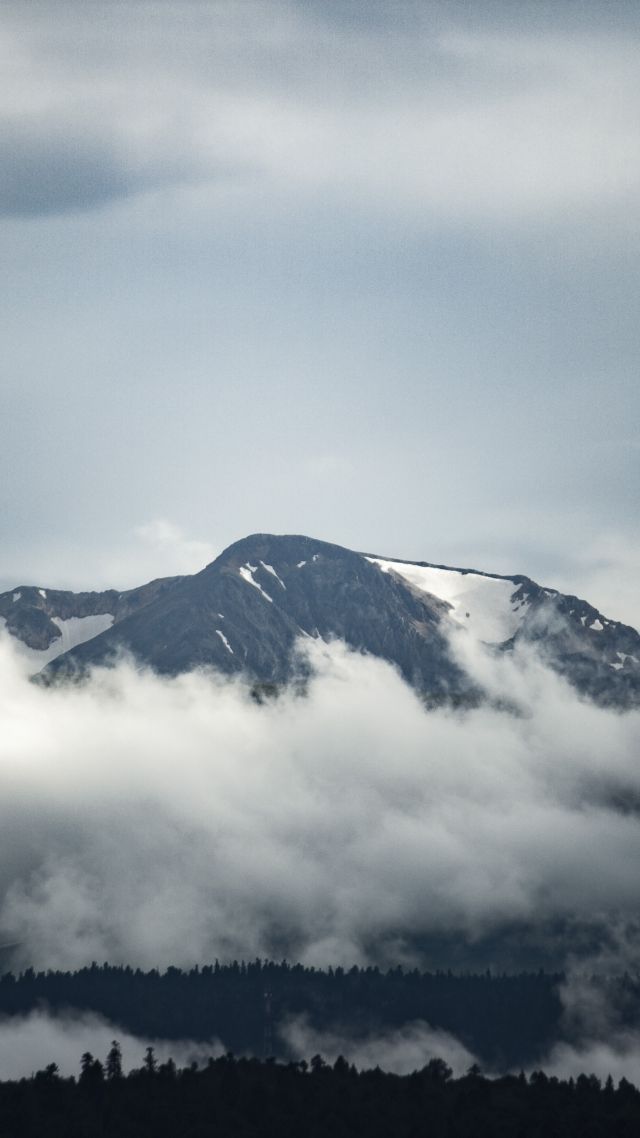 Кавказ, горы, Caucasus Mountains, clouds, 4K (vertical)