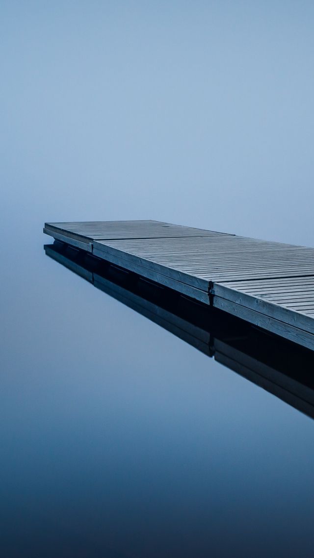 Пристань, отражение, Dock, water, reflection, 4K (vertical)