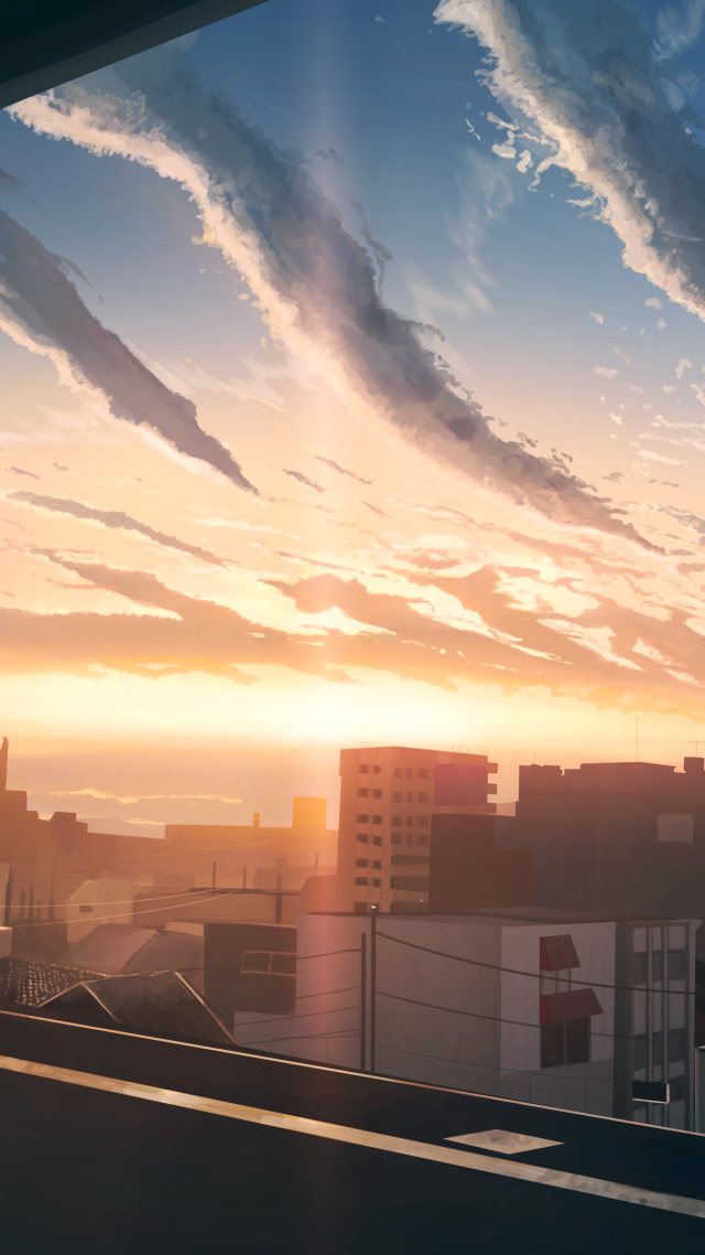 Город, City, sunset, 4K (vertical)