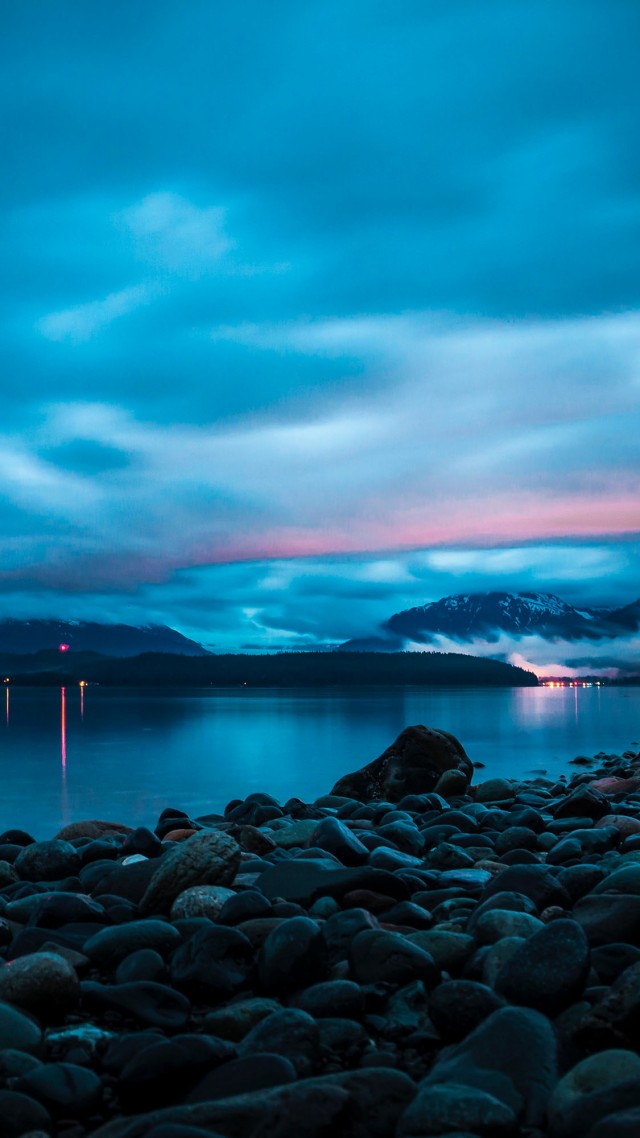 Аляска, небо, океан, Juneau, Alaska, Ocean, Sky, 4K (vertical)