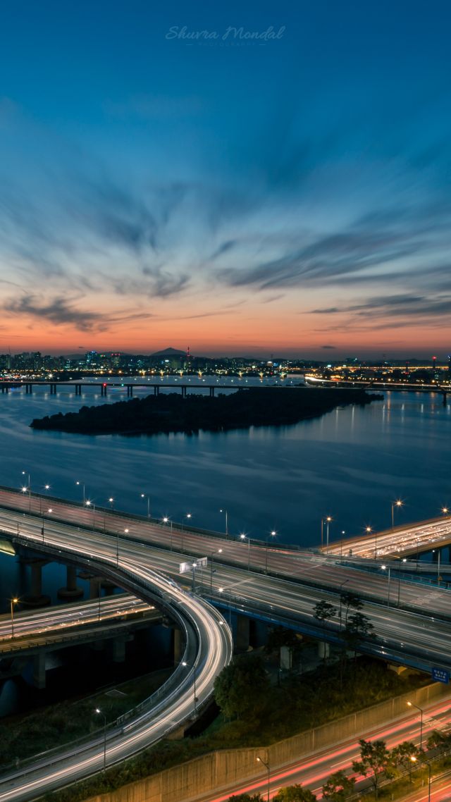 Южная Корея, Han river, bridge, Seoul, South Korea, 5K (vertical)