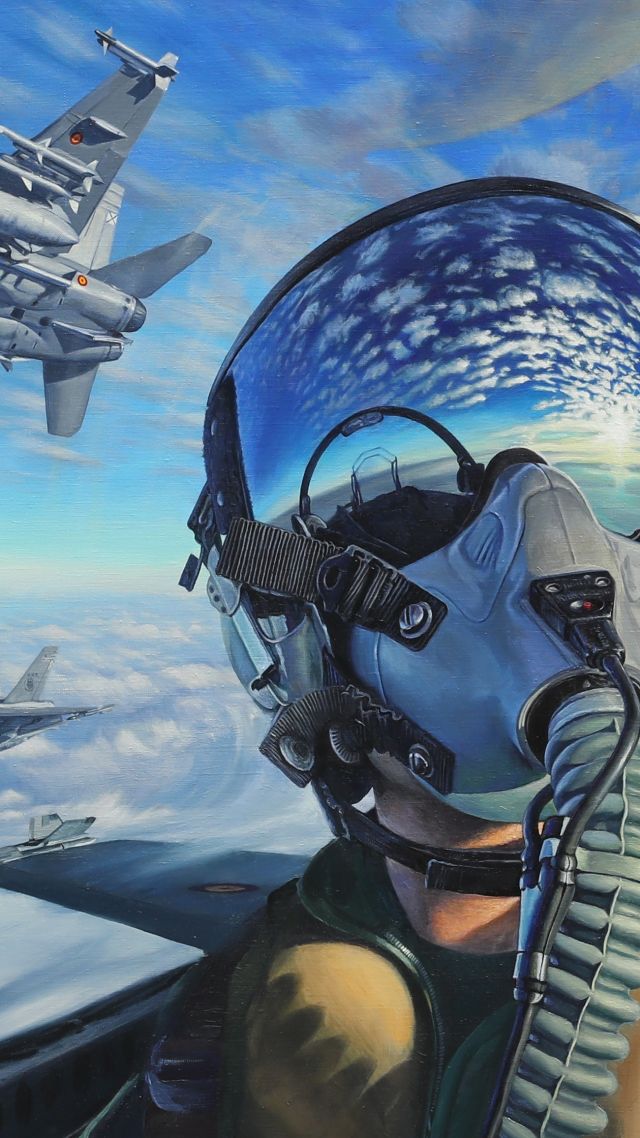 пилот, истребитель, арт, pilot, fighter aircraft, artwork, 4K (vertical)