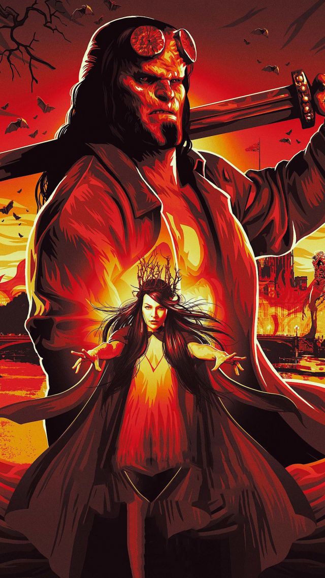 Хеллбой, постер, Hellboy, David Harbour, poster, 4K (vertical)