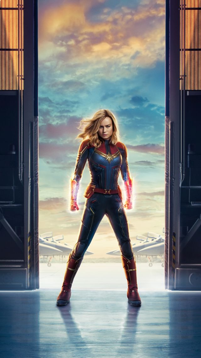 Капитан Марвел, Captain Marvel, Brie Larson, 8K (vertical)