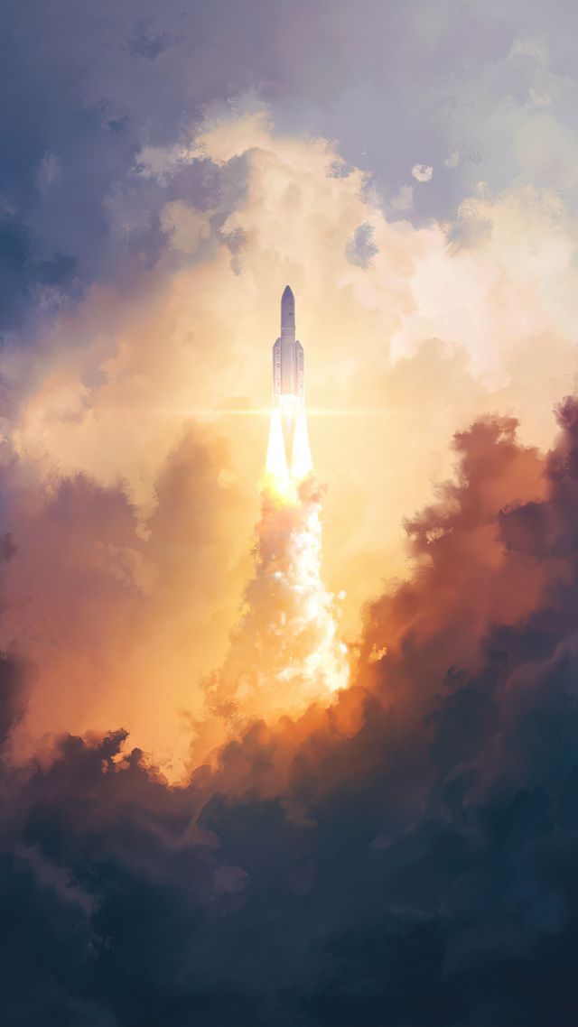 облака, космический корабль, spaceship, futuristic, clouds, 4K (vertical)