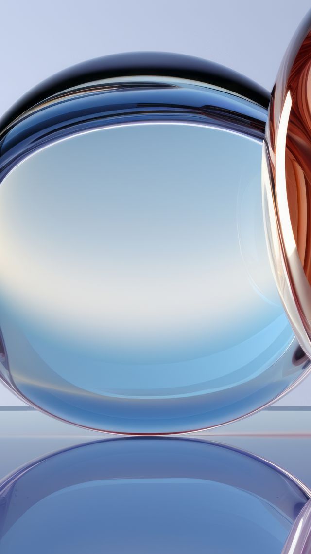 абстракция, iPhone 15, abstract, glass, blue, 3d, iOS 17 (vertical)