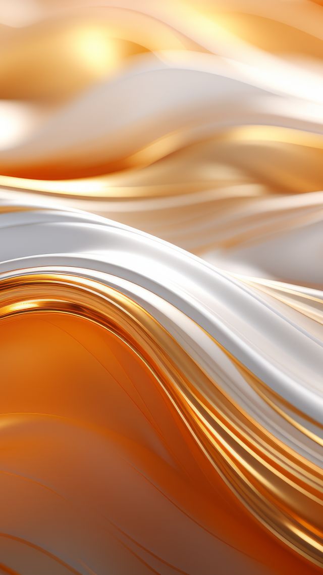 абстракция, iPhone 15, gold, waves, iOS 17 (vertical)