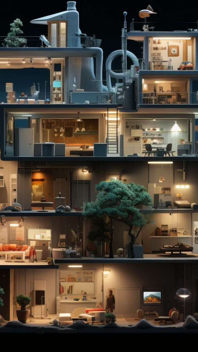 apartment, cartoon (vertical)