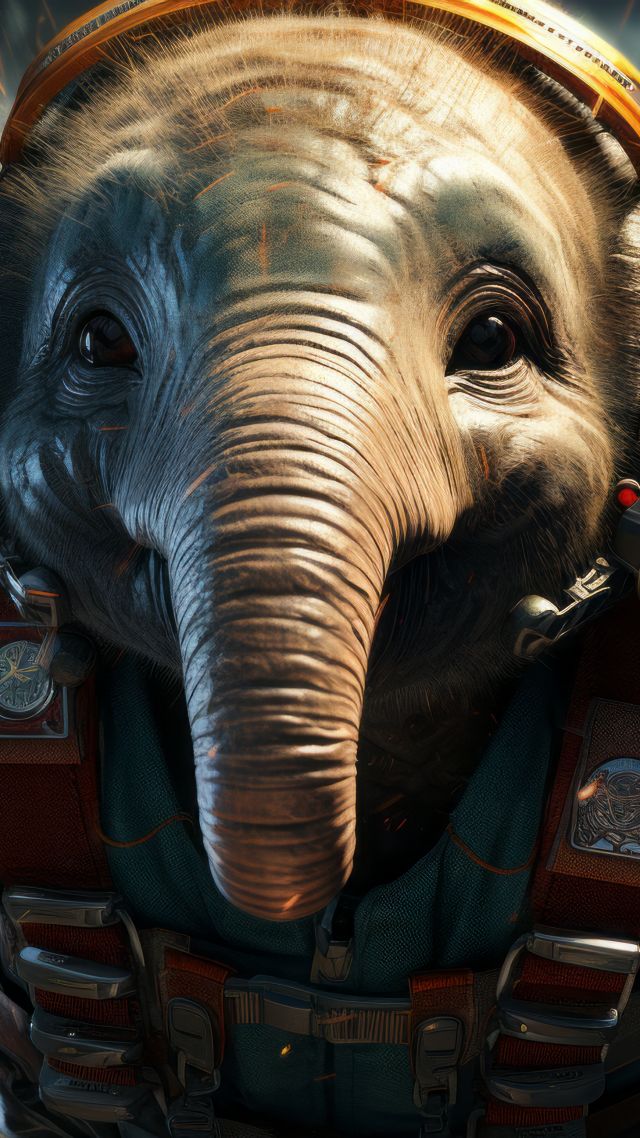 elephant, space, user avatar, 4k, funny animals (vertical)