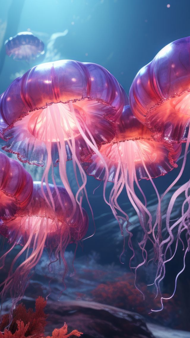 стекло, iPhone 15 pro, jellyfish, colorful (vertical)