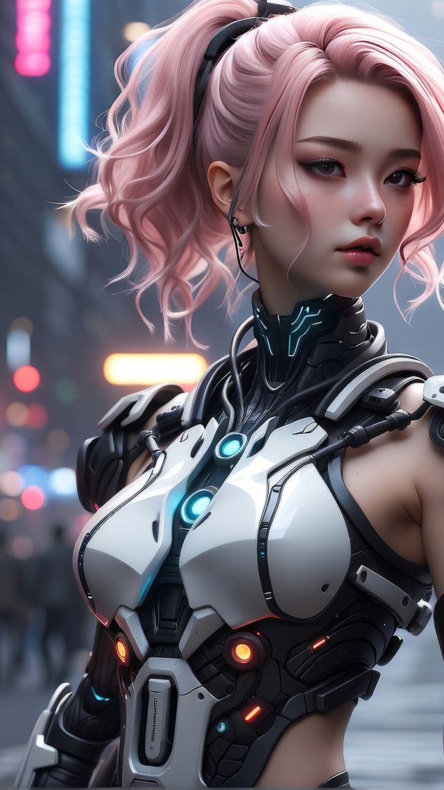anime girl, cyberpunk (vertical)