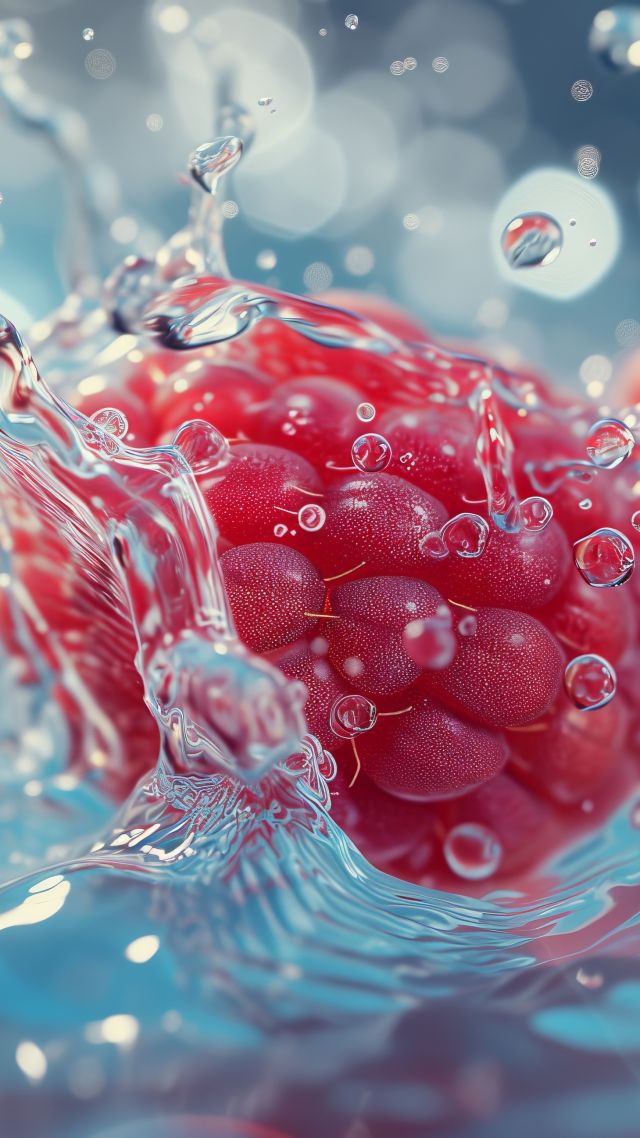 Raspberry, water, red (vertical)