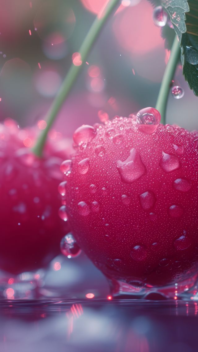 cherry, red, rain (vertical)