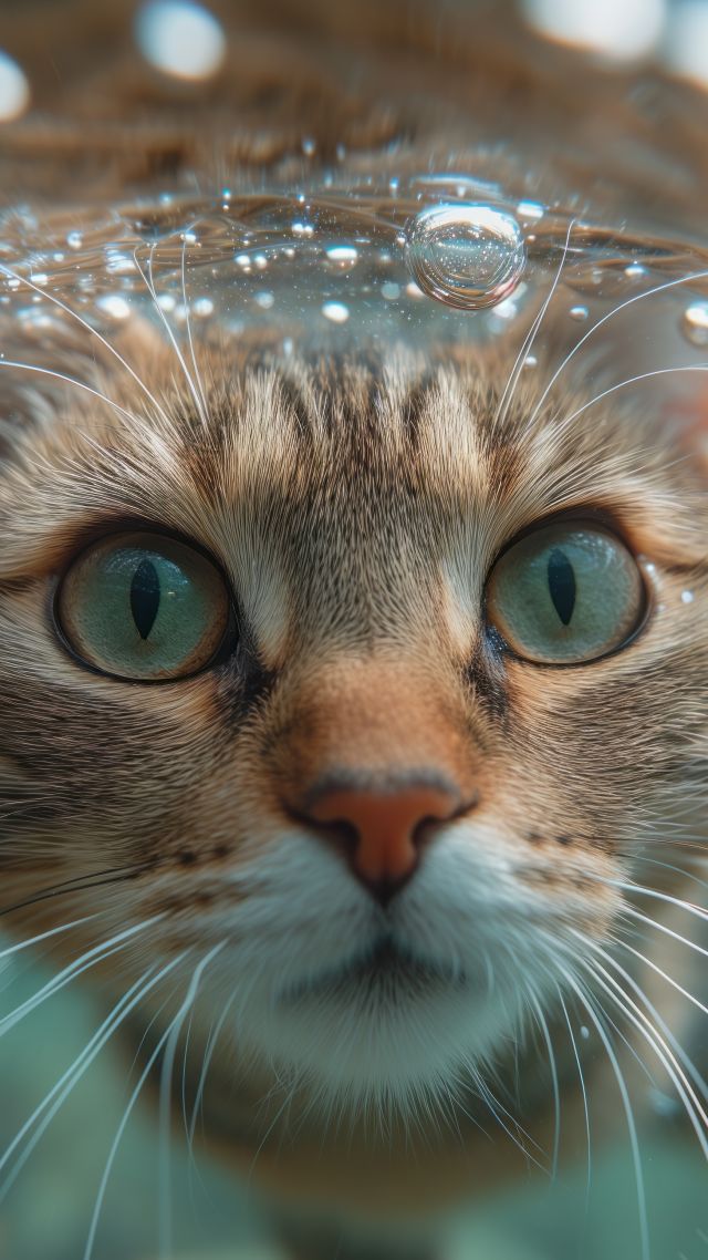 cat, underwater, user avatar (vertical)