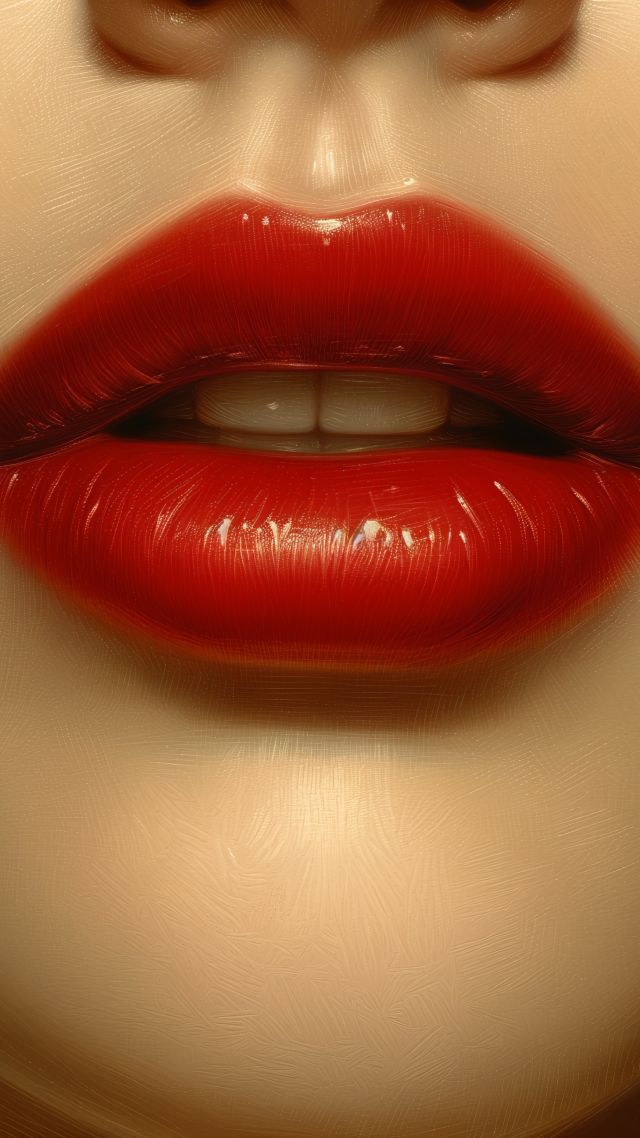 lips, red, girl (vertical)
