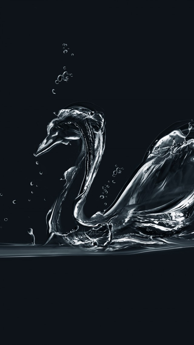 Лебедь, капли, искусство, Swan, drops, art (vertical)