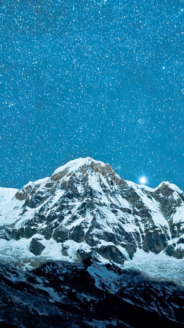 Непал, 5k, 4k, Гималаи, ночь, звезды, Nepal, 5k, 4k wallpaper, Himalayas, night, stars (vertical)
