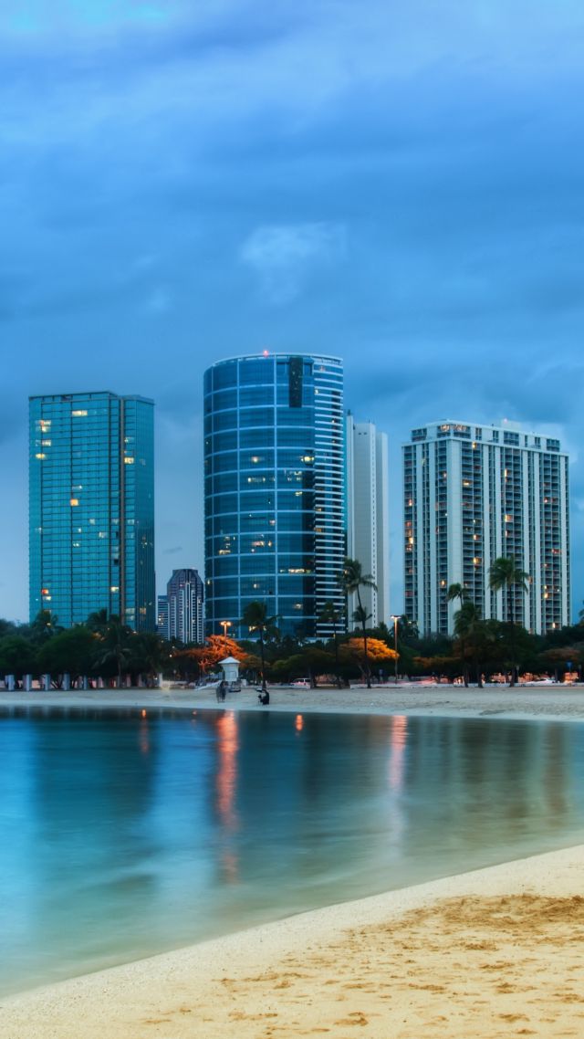 Майами, 5k, 4k, океан, берег, пляж, пальмы, Miami, 5k, 4k wallpaper, ocean, shore, beach, palms (vertical)