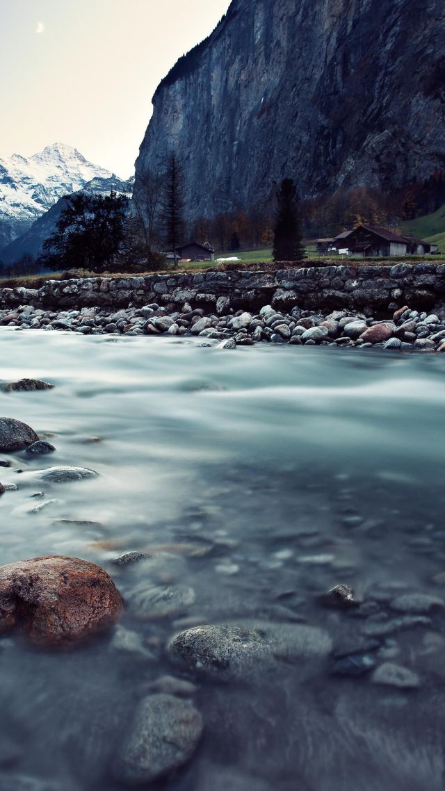 Швейцария, 4k, HD, река, горы, скалы, Switzerland, 4k, HD wallpaper, river, mountains, rocks (vertical)